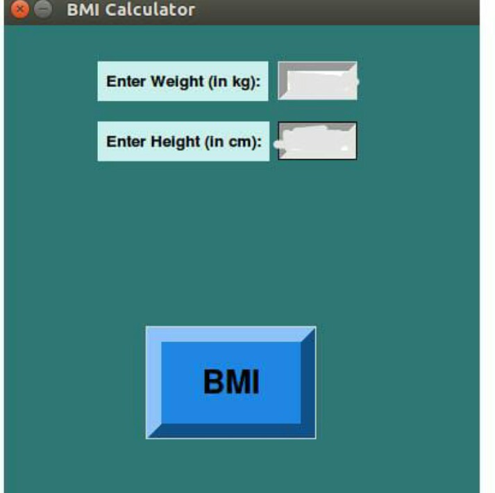 BMI Calculator using Python with Graphical user interface